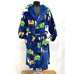 Nwt Minecraft Creeper Boys Blue Plush Robe/Swimsuit Cover Up With Belt 2 Front Pockets Size 10 Justice Pajamas, Mermaid Pajamas, Teen Pants, Flannel Pajama Bottoms, Old Navy Pajamas, Santa Pajamas, Christmas Pajama Pants, Plush Robe, Disney Pajamas