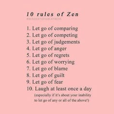 a pink background with the words 10 rules of zero written in black and white on it