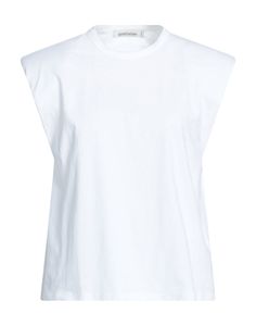 jersey, brand logo, solid color, round collar, sleeveless, with shoulder pad, stretch , Color: White , Size: L Luxury Solid Color Short Sleeve T-shirt, Beige Plain Short Sleeve T-shirt, White Stretch Cotton T-shirt, White Cotton T-shirt With Side Pockets, Technical Stretch White T-shirt, Jersey Logo, Round Collar, Shoulder Pads, Brand Logo