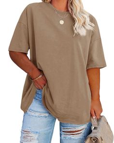 PRICES MAY VARY. Material:Very Soft and Comfortable T shirts. Features:Oversized Tops,Plus Size T shirts,Crew Neck,Casual,Loose Fit,Summer Tees,Tunic Shirts. This plus size womens tops is very trendy and cute, suitable for casual, going out, school, office, daily wear, suit for all seasons. The Half Sleeve Plus Size Tunic Tees is very flattering and cute,good to wear with leggings,different jeans,shorts,high heels and boots. Fashion half sleeve plus size t shirts, easy dress up or down. Perfect Fitted Tunic Tops, Short Sleeve Tops Casual, Tops For Women Casual, Oversized Tees, Fitted Tunic, Loose Fit Shirts, Summer Blouses, Basic Shirts, Summer Style Casual