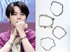 Jimin LY Tour Silver Charm Bracelets Material: Stainless Steel Metal Size: length about 15cm Chain Type: Link Chain Clasp Type: Easy-hook Design: Unisex These are brand new gorgeous bracelets like the ones JIMIN often wears on LY Tour concerts, some of his signature bracelets the bracelets are gorgeoussss turn out reallyyy prettyyyyy i'm in loveee, it's honestly beautiful♡♡ Items are all brand new, GORGEOUS, and excellent in shape. The pictures show the actual goods you will receive. Color may s Jimin Accessories, Jungkook Bracelet, Jimin Bracelet, Taehyung's Bracelet, Jimin Jewelry, Jimin Bracelet Beads, Jimin Jwellary, Bts Bracelet, Army Accessories