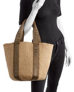 Chloe Woody Large Basket Tote Large Basket, Basket Tote, Straw Basket, Swag Bag, Trim Detail, Leather Fabric, Free Bag, Womens Tote Bags, Tote Handbags