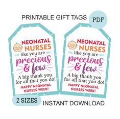 two printable nurse gift tags for nurses