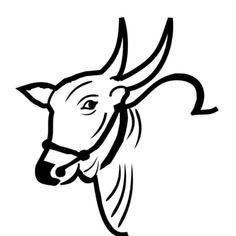 the head of a bull with horns and long horns on it's face is drawn in