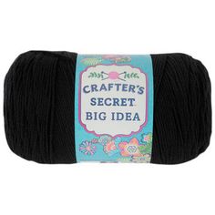 black yarn ball with the words crafter's secret big idea on it and flowers