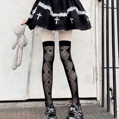 Color: White•BlackSize: one size Heart Socks, Lolita Dress, Wigs, Color White, Socks, Outfit Inspo, Dresses, White, Quick Saves