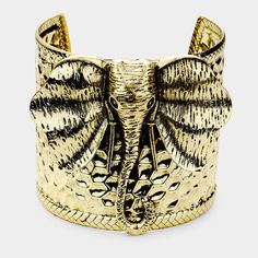 Size : 2.5" H Cuff Cow Bracelet, Bohemian Elephant, Metal Cuff Bracelet, Gold Elephant, Elephant Bracelet, Elephant Head, Gold Bracelet Cuff, Bracelet Cuff, Fashion Bracelets