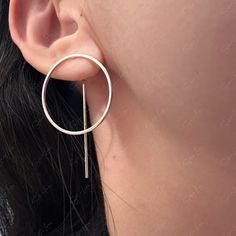 Minimalist Silver Full Circle Jewelry, Minimalist Sterling Silver Circle Jewelry, Sterling Silver Everyday Open Circle Earrings, Minimalist Sterling Silver Open Circle Earrings, Sterling Silver Semi-circle Earrings Gift, Minimalist Accessories, Silver Jewelry Earrings, Geometric Circle, Handmade Fashion Jewelry