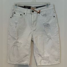 Boys White Ripped Jean Shorts Size 16 Nwt Item Comes From A Smoke-Free/Pet-Free Home White Zip Fly Bottoms For Spring, White Bottoms With Zip Fly For Spring, White Spring Bottoms With Zip Fly, Casual White Bottoms With Zip Fly, Trendy White Bottoms With Zipper Closure, White Casual Bottoms With Zipper Closure, Casual White Bottoms With Zipper Closure, Ripped Men, White Ripped Jeans