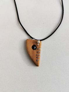 Handmade Wooden pendant with veined jasper insert (rotatable) silver wire decorated and faux leather necklace with clasp Unique Adjustable Teardrop Pendant Necklace, Faux Leather Necklace, Natural Necklace, Driftwood Jewelry, Pendant Tutorial, Nature Necklace, Men Jewelry, Wooden Pendant, Leather Necklace