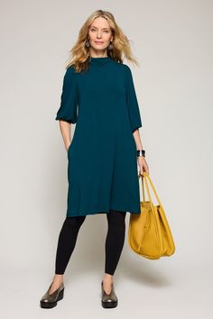 Knit Dress - With its figure-flattering A-line silhouette, this timeless dress will soon become a fashionable favorite. Timeless Dress, Artful Home, Three Quarter Sleeves, Quarter Sleeve, Three Quarter, Get Inspired, Knit Dress, Fabric Care, Knee Length