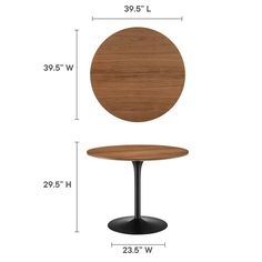 an image of a table and chair with measurements for the height in front of it