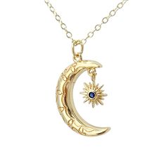 crescent moon necklace, moon necklace, spiritual jewelry, star and moon necklace Well, well, well, would you look at that stunning crescent moon necklace! It's a bold yet delicate piece of jewelry that effortlessly adds a touch of mystical charm to any outfit. The crescent shape is universally recognized as a symbol of change and transition - making this necklace the perfect accessory for those times when you're feeling like one phase of life is slowly fading into another. Plus, there's somethin Celestial Crescent Clavicle Chain Jewelry, Adjustable Crescent Clavicle Chain Necklace, Gold Necklaces With Sun And Moon Design, Celestial Charm Necklace With Round Pendant And Delicate Chain, Gold Necklaces With Sun And Moon Half Moon Design, Dainty Necklace With Half Moon Charm, Dainty Gold Plated Moon Phase Necklaces, Dainty 14k Gold Filled Crescent Necklaces, Celestial Charm Necklaces With Round Pendant And Delicate Chain