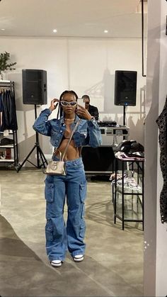 Two Piece Denim Outfit, Streetwear Fashion Spring 2023, Madisoncore Outfits, Teyana Taylor Outfits Streetwear, Lauryn Hill Concert Outfit Ideas, Tomboy Club Outfit, Gameday Outfit Black Women, Brent Faiyaz Concert Outfit, Amusement Park Outfit Fall