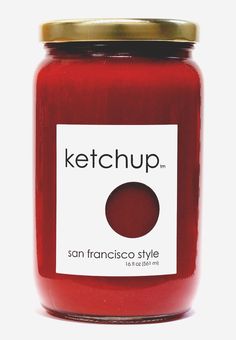 a jar of ketchup on a white background