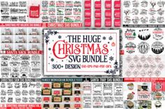 the huge christmas svg bundle includes over 300 designs, stickers, and more