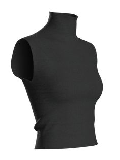 A crop top featuring a black ribbed material with a high neck design and a sleeveless style. THIS IS A DIGITAL ITEM, IT ONLY EXISTS DIGITALLY AND WILL BE APPLIED TO YOUR PHOTO(s). Color: black. Material: digital modal. Digital clothes fit all sizes. About the drop: Dive into the timeless elegance of CLOLOVER's latest collection, a fusion of past and future that draws inspiration from the enigmatic beauty of fossils, particularly the captivating ammonites. While rooted in the ancient allure of th Black Stretch Tank Top With Go-dry Technology, Black Compressive Seamless Top, Futuristic Fitted Black Top, Luxury Black Fitted Knit Top, Black Gothic Sleeveless Crop Top, Future Noir, High Neck Designs, Past And Future, Photo S