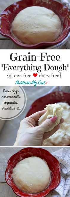 two pictures showing how to make gluten free dough