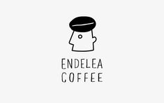 the endelea coffee logo is black and white with a man's head