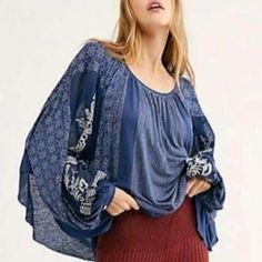 Breezy Bohemian Patchwork Tunic From Free People. Oversized Fit. Could Easily Fit Larger Sizes As Well. Voluminous Mesh Sleeves With Embroidery And Button Cuffs. Soft Fabric With Mixed Prints. New With Tags. Flat Measurements Length: 30” Embroidered Tunic Top, Flowy Mini Dress, Free People Blouse, Free People Tunic, Printed Tunic Tops, Lace Tunic, Boho Tunics, Embroidered Tunic, Women Tunic Tops