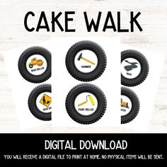 there are four different types of tires with the words cake walk on them