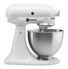 a white kitchen mixer on a white background