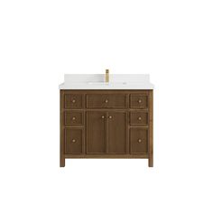 an image of a bathroom vanity with marble top and wooden cabinetry on white background