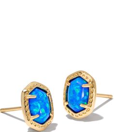 From Kendra Scott, the Daphne Gold Framed Stud Earrings feature:Stud earrings14K gold plated brassPost closureApprox.  0.4" L x 0.3" WImported. Sisterhood Dresses, Pandora Jewlery, Anna Claire, Royal Blue Earrings, L Post, Winter Jewelry, Kendra Scott Earrings, Jewelry Accessories Ideas, Earring Studs