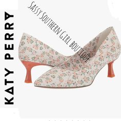 New Katy Perry Boho Country White Floral Material Pump With A Cute Orange Heel Size 6 New To Poshmark? Use Promo Code Smartgirlsummer To Get $10 Off When You Sign Up Closet Details Please Read No Low-Ball Offers Shipping 1-4 Days No Exchanges Per Posh Boho Western Hippie Coastal Farmhouse French Vintage Victorian Y2k Pearlcore Anthropologie Beach Professional Madwell Lace Christmas Barbie Whbm 90's Travel Tie Dye Yellowstone Office Holiday Resort Summer Nordstrom New Years Luxury Shabby Chic Aes Summer Fabric Heels, Spring Fabric Heels With Pointed Toe, Spring Fabric Heels Fitted, Spring Fabric Fitted Heels, White Casual Fabric Heels, Casual White Fabric Heels, Fitted Fabric Heels For Spring, Casual Floral Print Heels For Spring, Cream Casual Fitted Heels