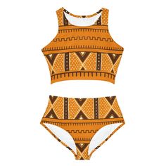 Transform your beach look into a work of art with our Tribal Print Bikini Set. The vibrant orange hue and striking tribal print will elevate your style to luxurious heights. Made with premium materials, this swimsuit offers both sophistication and comfort. Be ready to make a statement on your next vacation. Product Features Please Compare your Measurements To our Size Chart Before Purchase • 88% Polyester, 12% Spandex• Fabric weight: 250g/m²• Skinny fit with Cross back tie• Zig-zag stitching• Do Afrocentric Style, Skirt Swimsuit, Orange Swimsuit, African Mud Cloth, Midi Skirt Pencil, Swimsuits For All, African Inspired, Staying Alive, Vibrant Orange