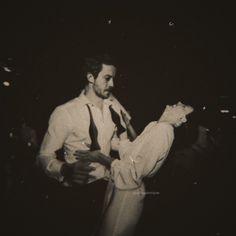 black and white photograph of two people dancing