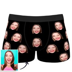 Custom Corlorful Face Boxer Shorts Boxers Design, Face Fun, Custom Boxers, Personalized Boxers, Custom Socks, Mens Anniversary Gifts, Xmas Presents, Funny Face, Two Faces