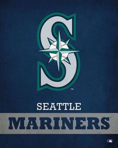 the seattle mariners logo on a blue background