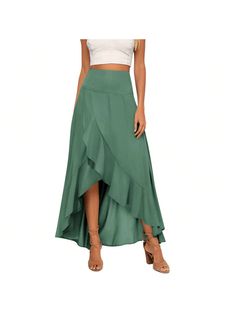 About this itemMaterial: 100% Polyester make this high low flowy chiffon skirts lightweight , great skin touch, non-static, breathable, soft and comfortable to wear.Features: elastic high waist, a line flared silhouette, high low split, asymmetrical ruffle hem, high-low tulip hem, elegant maxi skirt, floor length skirt, easy to dress up and down and suitable for any body shape.Occasion: suitable for work, office, business casual, party, date, travel, holiday, vacation, beach, wedding, cocktail, Skirts 2023, High Low Maxi Skirt, Long Skirt Summer, High Waisted Maxi Skirt, Pleated Long Skirt, Wrap Maxi Skirt, Draped Skirt, High Low Skirt, Long Skirts For Women