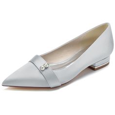 Shop Silver Women's Satin Pointed Toe Flat Wedding Shoes color Silver for Going out, Wedding with worldwide Free shipping & Free return. Elegant Closed Toe Flats For Formal Occasions, Elegant Flat Court Shoes, Elegant Flat Wedding Shoes For Evening, Elegant Flat Wedding Shoes, Elegant Flat Court Shoes For Party, Elegant Flat Court Shoes For Evening, Elegant Flat Evening Court Shoes, Elegant Silver Pointed Toe Flats, Silver Low Heel Flats For Formal Occasions