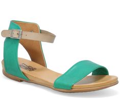 Complete with a cute contrasting color ankle strap, these feel-good flats give you a stylish everyday option that goes with every outfit. From Miz Mooz. Green Casual Sandals With Low Heel, Trendy Ankle Strap Flats For Spring, Best Flats, Miz Mooz, Open Toe Sandals, Toe Sandals, Contrasting Colors, Ankle Strap, Open Toe