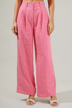 Adriella Tweed Wide Pants – Sugarlips Tweed Pants Outfit, Tweed Pants, Trendy Pants, Wide Pants, Pin Tucks, Pants Outfit, Sunny Days, In Style, Fitness Models