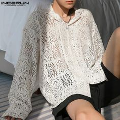 SPECIFICATIONS Brand Name: INCERUN Material: POLYESTER Shirts Type: Casual Shirts Applicable Scene: CASUAL Style: Casual Origin: Mainland China CN: Guangdong Sleeve Length(cm): Full Applicable Season: Four Seasons Craft of Weaving: TAT Gender: MEN Item Type: SHIRTS Place Of Origin: China (mainland) Collar: Turn-down Collar Closure Type: Single Breasted Sleeve Style: regular Model Number: Men Lace Long Sleeve Shirts Fabric Type: Broadcloth Pattern Type: Solid Color: Black,White Size: S,M,L,XL,2XL,3XL,4XL,5XL,Plus Size Type: Long Sleeve Sexy Men Clothing Style: Camisa Masculina Wholesale,Dropshipping: Welcome Fabric Material: 100%Polyester {custom} Size:S,M,L,XL,2XL,3XL,4XL,5XLFabric Material:100%PolyesterColor:Black,WhiteOccasion:LeisurePattern:LaceProduct Description:Men's Lace Long Sleeve Lace Top Men, Lace Shirt Men, Lace Long Sleeve Shirt, Long Sleeve Men, Shirt Casual Style, Transparent Fashion, Sleeve Men, Lace Long Sleeve, Men Shirt