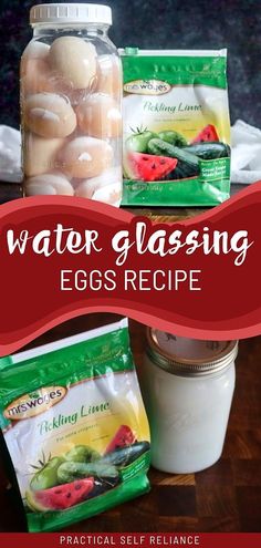 the ingredients for water glassing eggs are shown