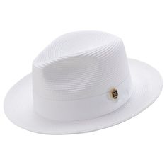 Make a statement with our eye-catching White Braided Wide Brim Pinch Fedora Matching Grosgrain Ribbon Hat H42! Crafted from a lightweight polyester blend and featuring a stylishly braided pinched crown, a matching grosgrain ribbon, and a wide 2 1/2" brim, this fedora is sure to turn heads. Plus, with the addition of an elegant Montique pin, your look will truly stand out. Ready to rock the house? Braided Hat Matching Grosgrain Ribbon Pinch Crown Montique Pin No Lining Fedora Wide Brim Solid Colo Classic White Fitted Sun Hat, White Fedora Sun Hat For Formal Events, Elegant White Fedora With Flat Bill, Elegant Summer Fedora With Flat Bill, Elegant Adjustable Sun Hat With Flat Bill, Elegant Adjustable Straw Hat With Flat Bill, Classic White Sun Hat For Formal Occasions, Elegant Adjustable Flat Bill Sun Hat, White Flat Bill Straw Hat For Summer