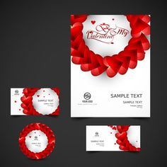 a set of business cards with hearts on them