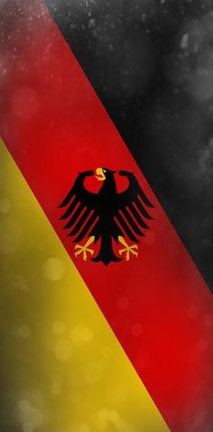 the flag of germany with an eagle on it's left side and red, yellow, and black stripes