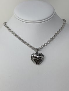 "Solid Sterling Silver Heavy Large Rolo Chain Heart Pendant Necklace. Rhodium Plated Large Rolo Chain Heart Necklace ------------------------------------------ Genuine sterling silver Average 22 gram Chain- 5 mm, Heart- L-21.5 MM, W-24 MM Stamp: 925 ------------------------------------------ SPECIFICATIONS: *Our Jewelry is made with High quality sterling Silver, that will last for Years with Proper care *Sterling Silver will not wear down like silver plating does. ------------------------------- Silver Double Heart Necklace With Chain, Silver Double Heart Necklace With Heart Detail, Valentine's Day Silver Heart Necklace With Chain, Metal Heart Necklace With Chain For Anniversary, Silver Heart Necklace With Heart Detail, Valentine's Day Silver Metal Heart Necklace, Valentine's Day Silver Heart Necklace, Silver Heart Pendant Necklace With Heart Detail, Silver Double Heart Necklace With Heart Beads