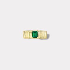 Elegant Yellow Gold Emerald Ring With Channel Set, Luxury Yellow Gold Emerald Ring With Baguette Cut, Luxury Yellow Gold Emerald Baguette Cut Ring, Gold Emerald Jewelry With Channel Set, Luxury 14k Gold Birthstone Ring, Emerald Cut, Luxury Emerald Rings With Channel Set, Luxury Emerald Rings Channel Set, Gold Baguette Cut Emerald Ring, Yellow Gold Channel Set Emerald Ring