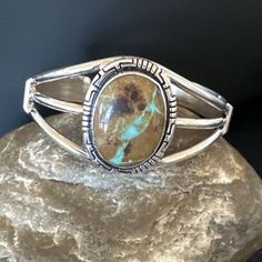 ad eBay - Find many great new & used options and get the best deals for WoMens Green Boulder Turquoise Navajo Sterling Silver Cuff Bracelet 16244 at the best online prices at eBay! Free shipping for many products! Western Turquoise Bangle Cuff Bracelet, Western Style Turquoise Bangle Cuff Bracelet, Southwestern Turquoise Bangle, Sterling Silver Cuff Bracelet, Sterling Silver Cuff, Silver Cuff Bracelet, Silver Cuff, Bouldering, Beautiful Bracelet