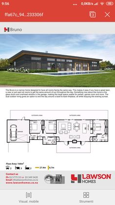 the brochure shows plans for an office building, with two floors and three bathrooms