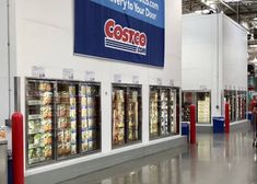 the inside of a grocery store filled with vending machines