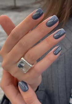 Milky Nails, Nagel Tips, Smink Inspiration, Blue Nail Polish, Makijaż Smokey Eye, Blue Nail, Nails 2024