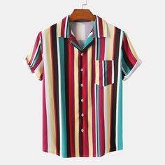 Oversized Shirt Men, Striped Short Sleeve Shirt, Charles Dickens, Short Sleeve Shirts, Beach Shirts, Round Face, Summer Shirts, Stripe Print, Collar Shirts