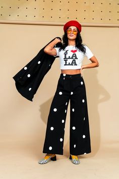 Cause a Scene Wide Leg Pants in Polka Dot – Dressed in Lala Polka Dot Pants Outfit, Satin Playsuit, Anthropologie Clothing, Usa Girls, Plaid And Leopard, Polka Dot Pants, 2024 Design, Sweater Collection, Fashion Mistakes